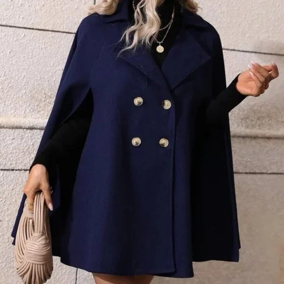 Double Breasted Cloak Sleeve Cape Overcoat jacket - Picture 3 of 6